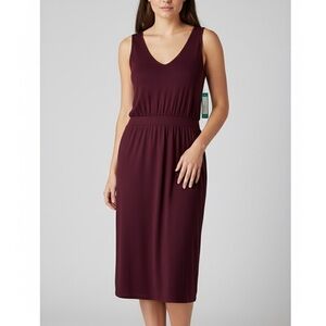 Market & spruce Gina knit V-neck midi dress in burgundy size M NWT normcore